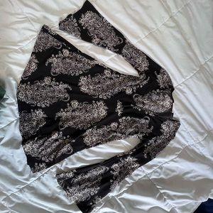 floral longsleeve mini flare dress